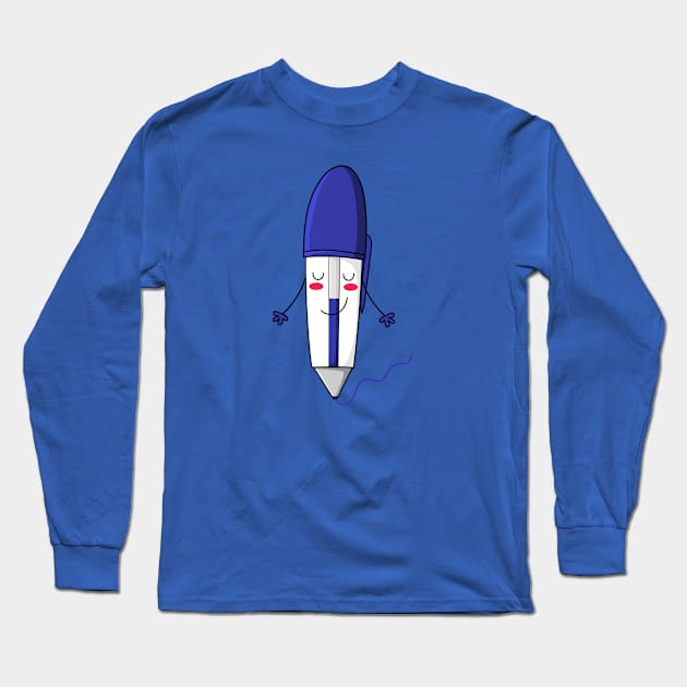 Blue pen Long Sleeve T-Shirt by JoanaJuheLaju1